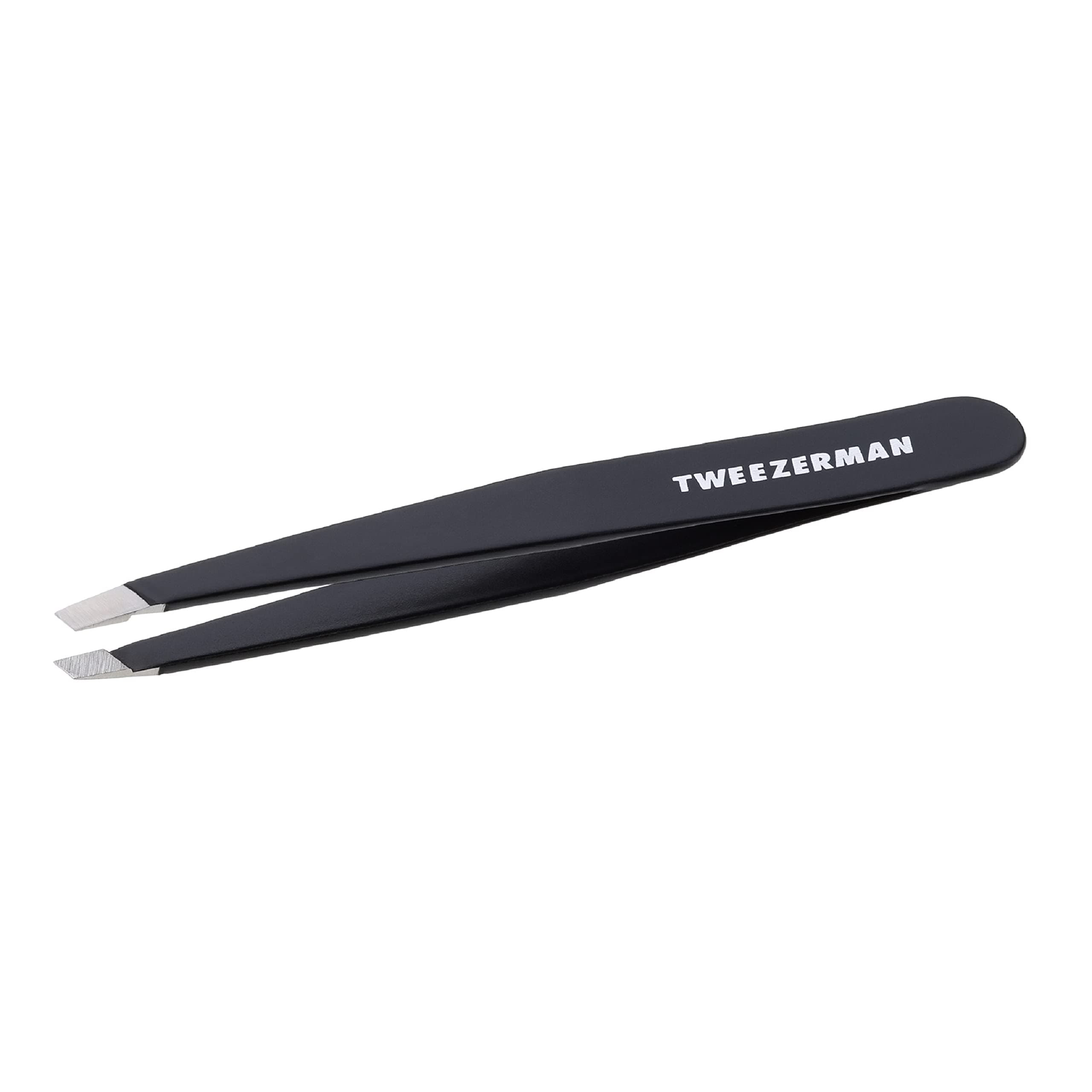 Black Stainless Steel Slant Tweezer - Eyebrow Tweezers for Women and Men