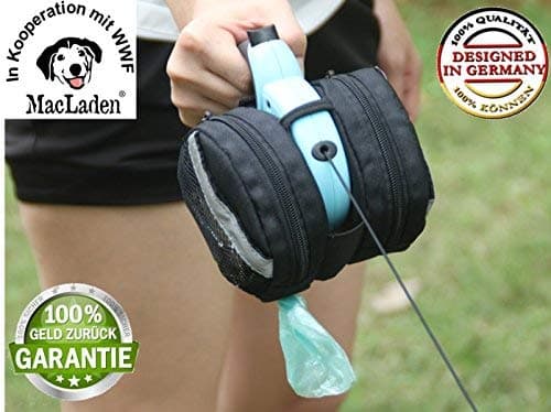 Premium MacLaden Dog Lead Bag for Extendable / Retractable Flexi Lead (Size: S & M) Dog waste bag compartment | Treat compartment | Make the world a bit better with a purchase.