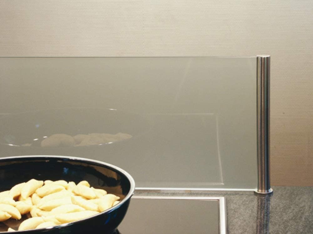 Gedotec Kitchen Back Wall on The worktop, Splash Guard Kitchen with Glass top, Width 600 mm, Holder Stainless Steel Look, 1 Piece, Metal Protective Cover for Stove, Sink, Children, etc.