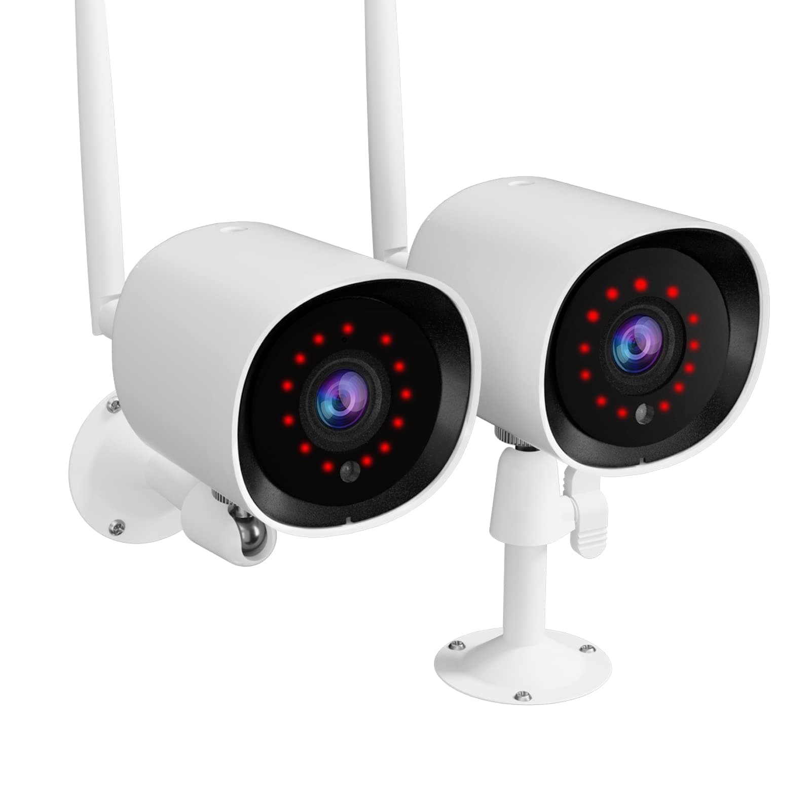 2Pack 2K Security Camera Wireless Outdoor,2.4G WiFi Cameras for Home Security with Night Vision,AI Motion Detection,IP66 Waterproof,Storage Cloud,24/7 Live Video,Support Alexa and Google Assistant