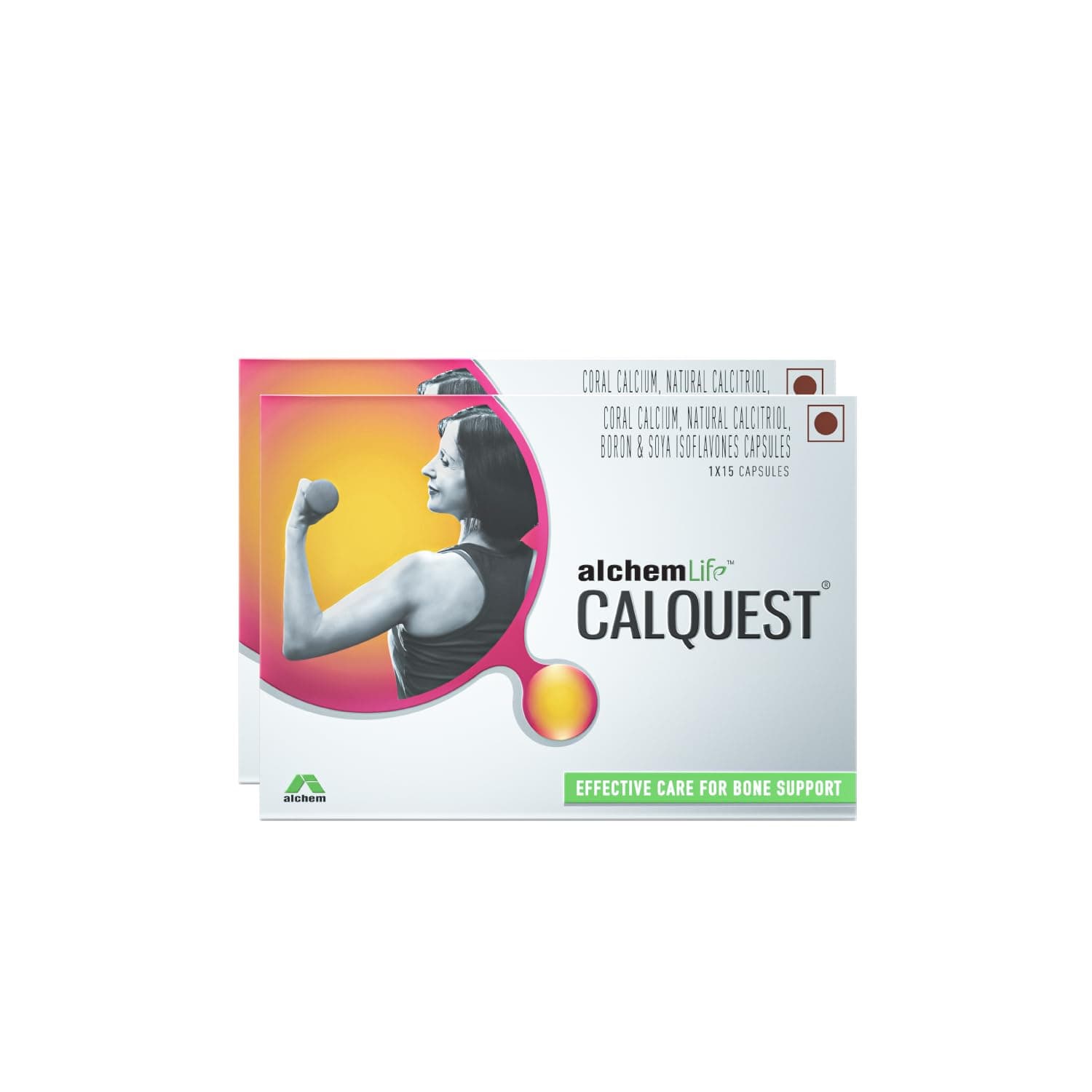 CALQUEST® Neutraceutical Coral Calcium Natural Calcitriol, Boron and Soya Isoflavones Capsules, 15 Counts (Pack of 2)