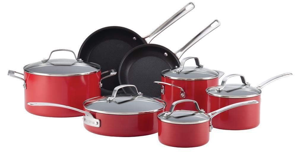 Circulon Genesis Nonstick Cookware Pots and Pans Set, 12 Piece, Red