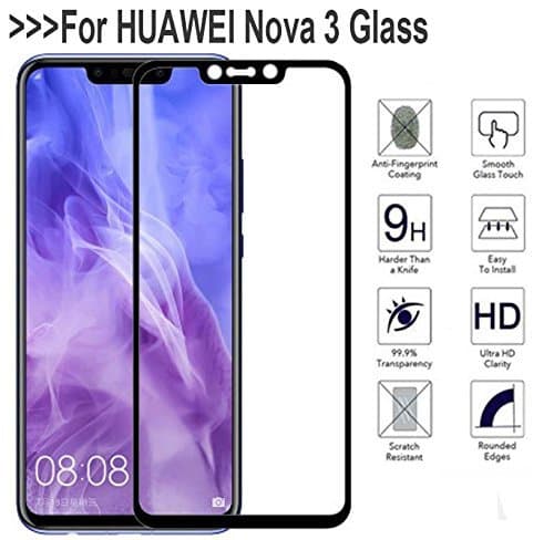 Micah Huawei nova 3 tempered Glass Full Body Edge to Edge Black Colour Gorilla Anti Explosion Screen Protector