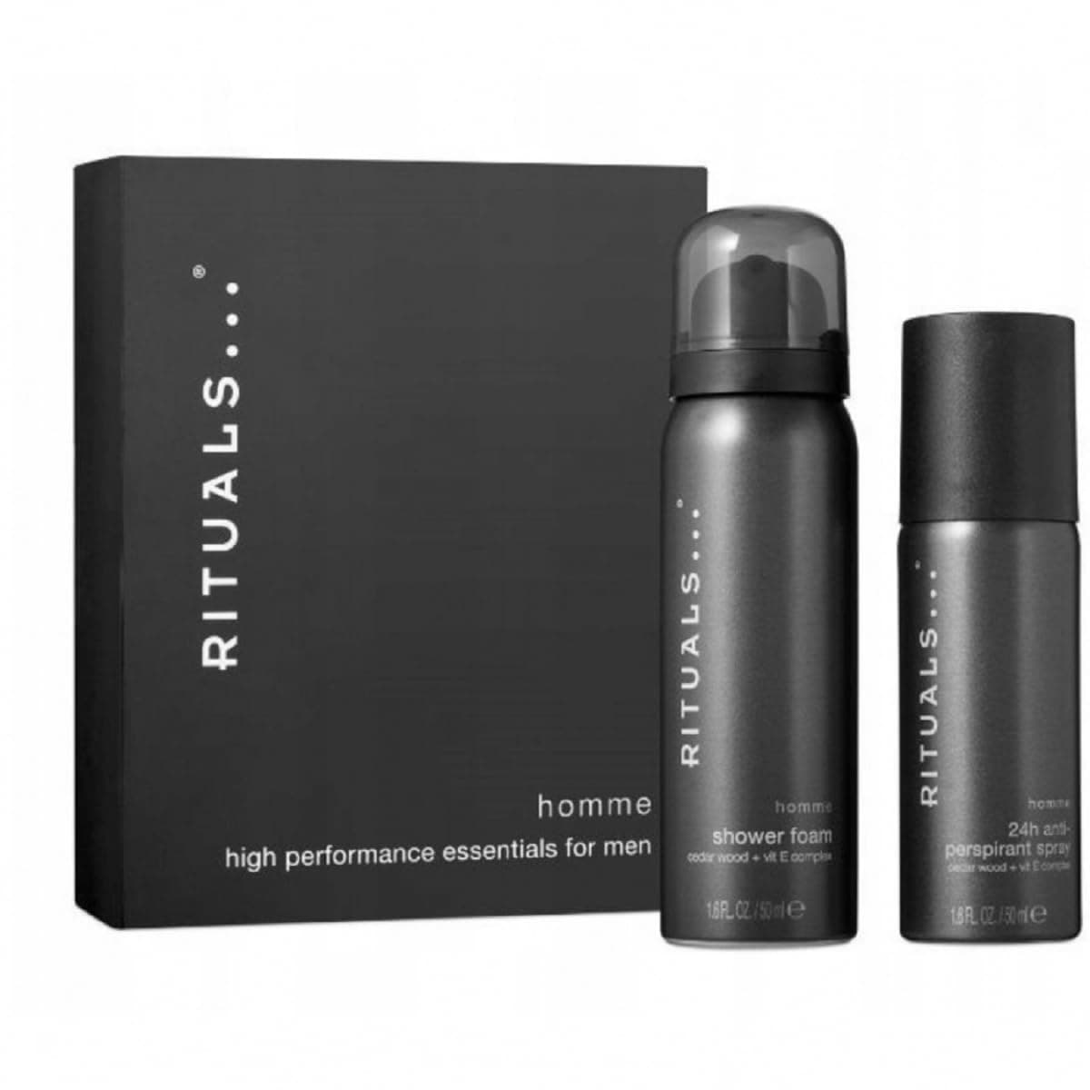 Homme gift set for men: bath foam 50 ml + deodorant spray 50 ml