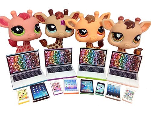 Compatible with Littlest Pet Shop LPS 12 Accessories Lot Set 4 Laptops, 4 Tablets, 4 Phones PET NOT INCLUDED