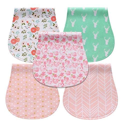CherubCherub Baby Burp Cloths for Girls, 100% Organic Cotton Absorbent Burp Rags, Soft Burping Cloth, Burp Clothes, Newborn Towel, Excellent Baby Shower/Registry Gift