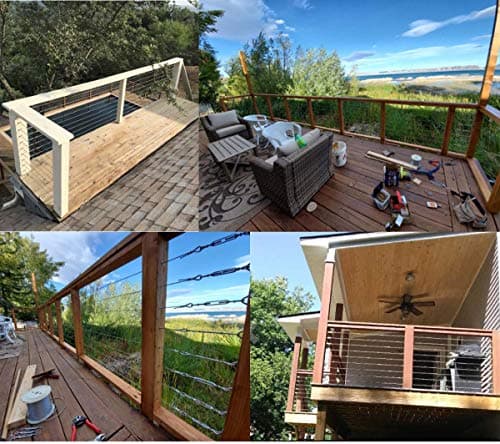 Bysn 1/8 T316 Stainless Steel Cable, Aircraft Cable for Deck Railing, 7 x 7 Strands Construction Braided Steel Cable, 400FT Wire Rope Cable for Railing