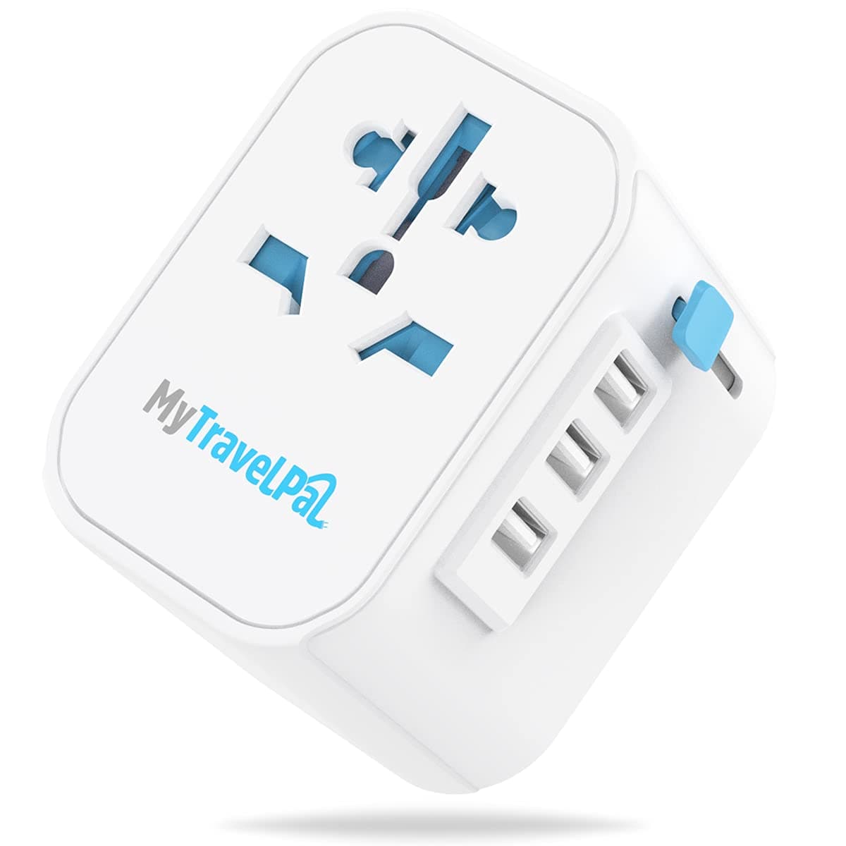 MyTravelPal™ Worldwide Universal 10A Travel Adapter - The Most Powerful & Safest All In One Earthed International Wall Charger - 4 USB Ports - USA EU UK AUS - Suitable For High Powered Devices