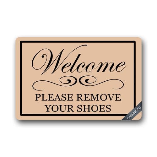 Colsprint Custom Take Off Your Shoes Doormat Cover Rug Outdoor Indoor Floor Mats Non-Slip Machine Washable Decor Bathroom Mats