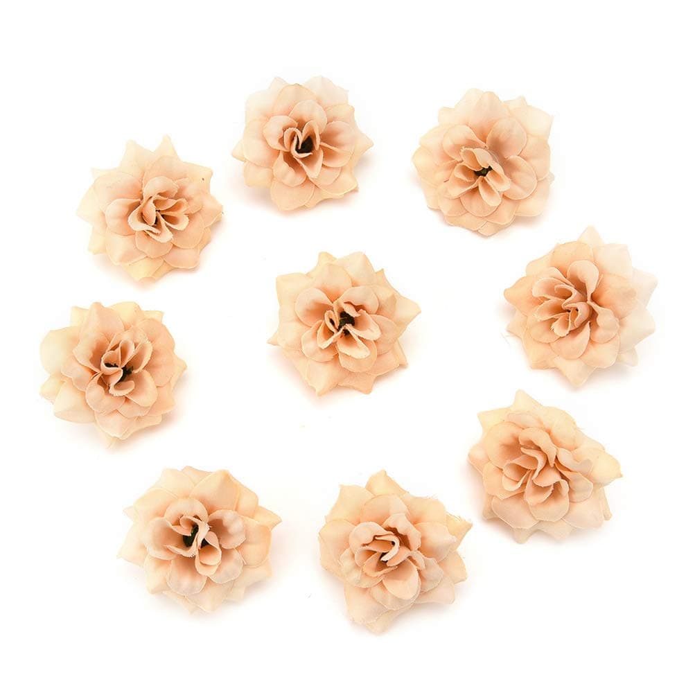 Fake flower heads in bulk wholesale for Crafts Peony Daisy Artificial Flower Home Party Decoration Scrapbooking Accessories Wreath DIY Head Cheap Craft Fake Flowers Decor 30PCs 4.5cm (Brown)