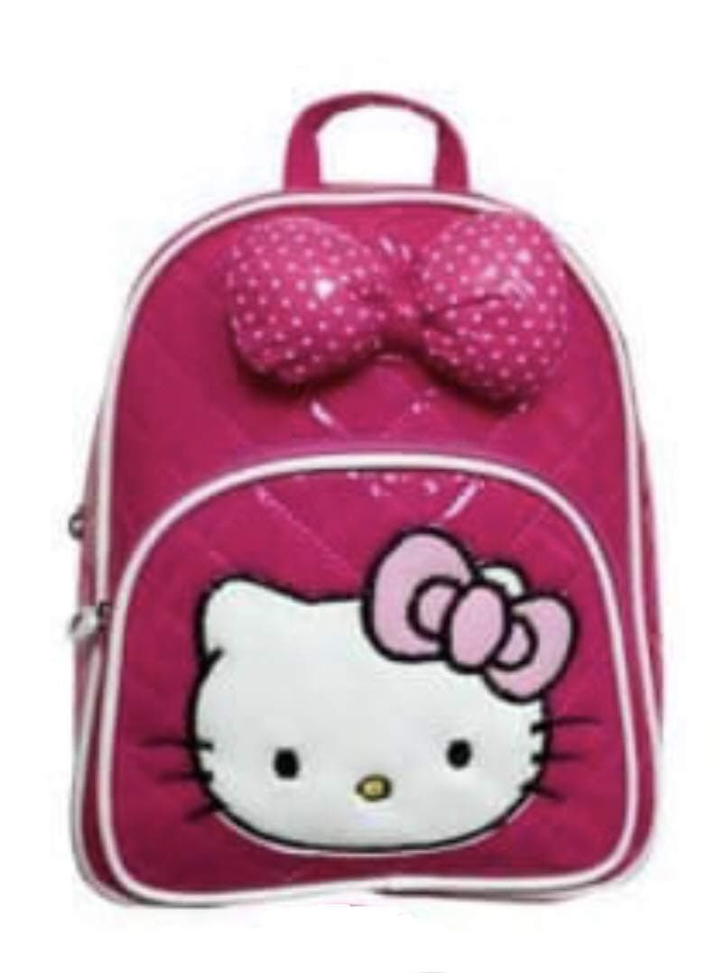 SWARUP" Kitty with a Bow School Bag for Kids Girls/Teenagers/Picnic Bag/Day-Bag/Shoulder Bag/Mini Backpack" (Dark Pink)