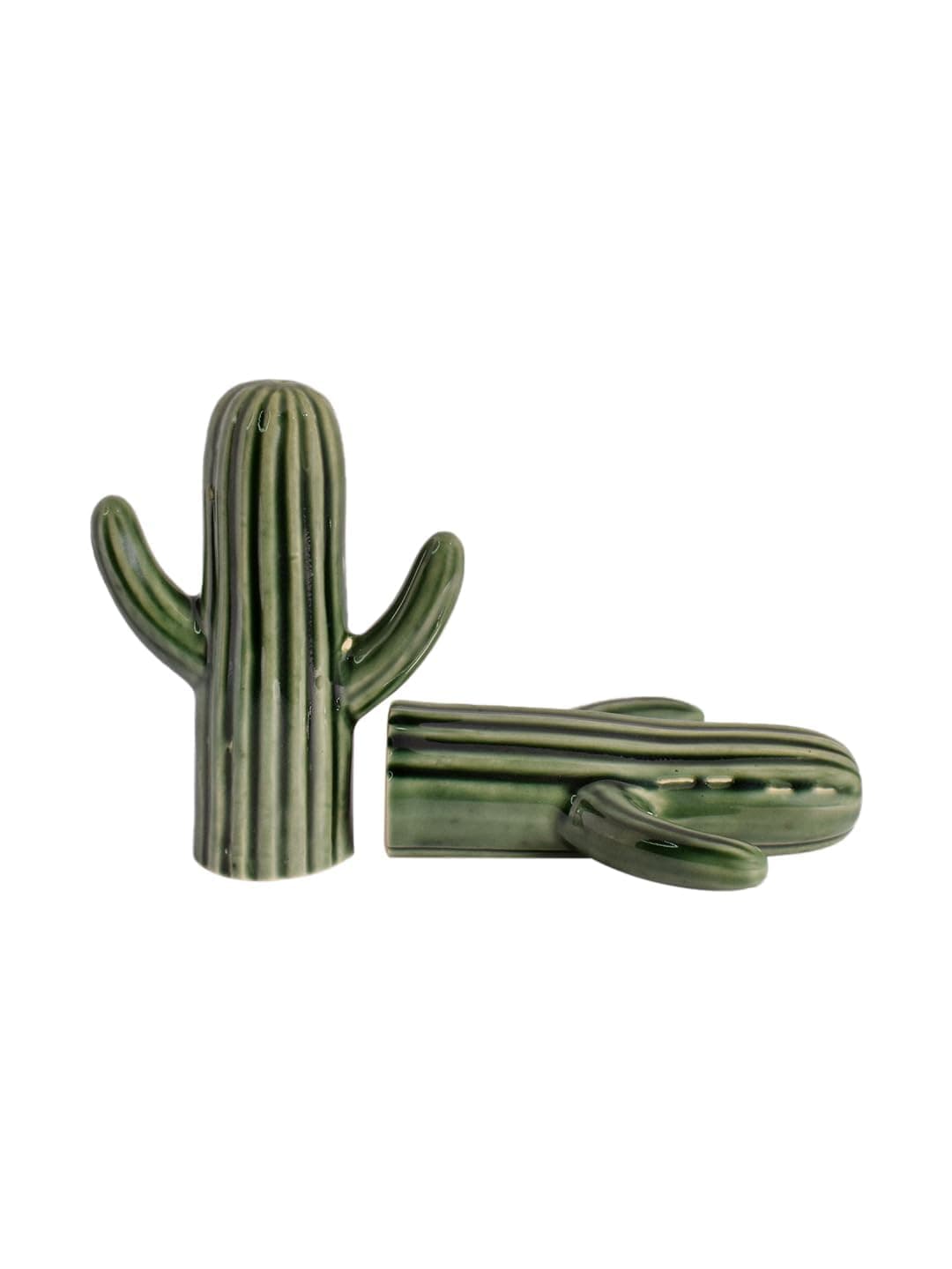 Salt Pepper Set for Dining Table & Kitchen | Ceramic Salt and Pepper Shakers, Salt Pepper Dispenser, Container, Sprinkler | Home | Cafe | Office - 60 ML (Cactus)