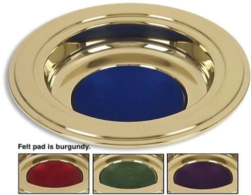 Brass Tone Offering Plates (Burgundy Felt Pad)