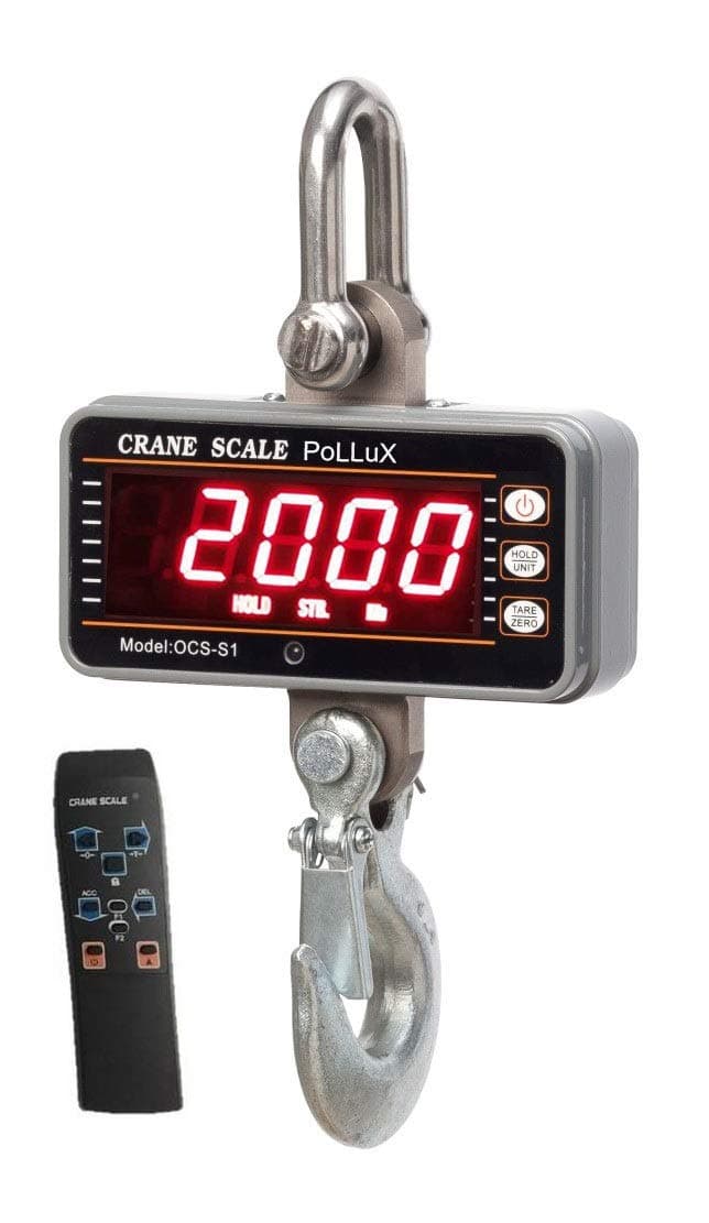 Industrial Heavy Duty Hanging Scale 1000KG/ 2000LBS, High Precision Digital Crane Scale with Remote by PoLLux (Silver)