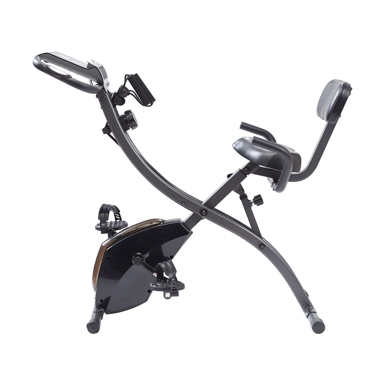 Slim Cycle - 2-in-1 Stationary Flat Fold Exercise Bike - For Full Body Cardio - Strength & Resistance Training - Built-In Resistance Bands - Easy Storage - 8 Levels