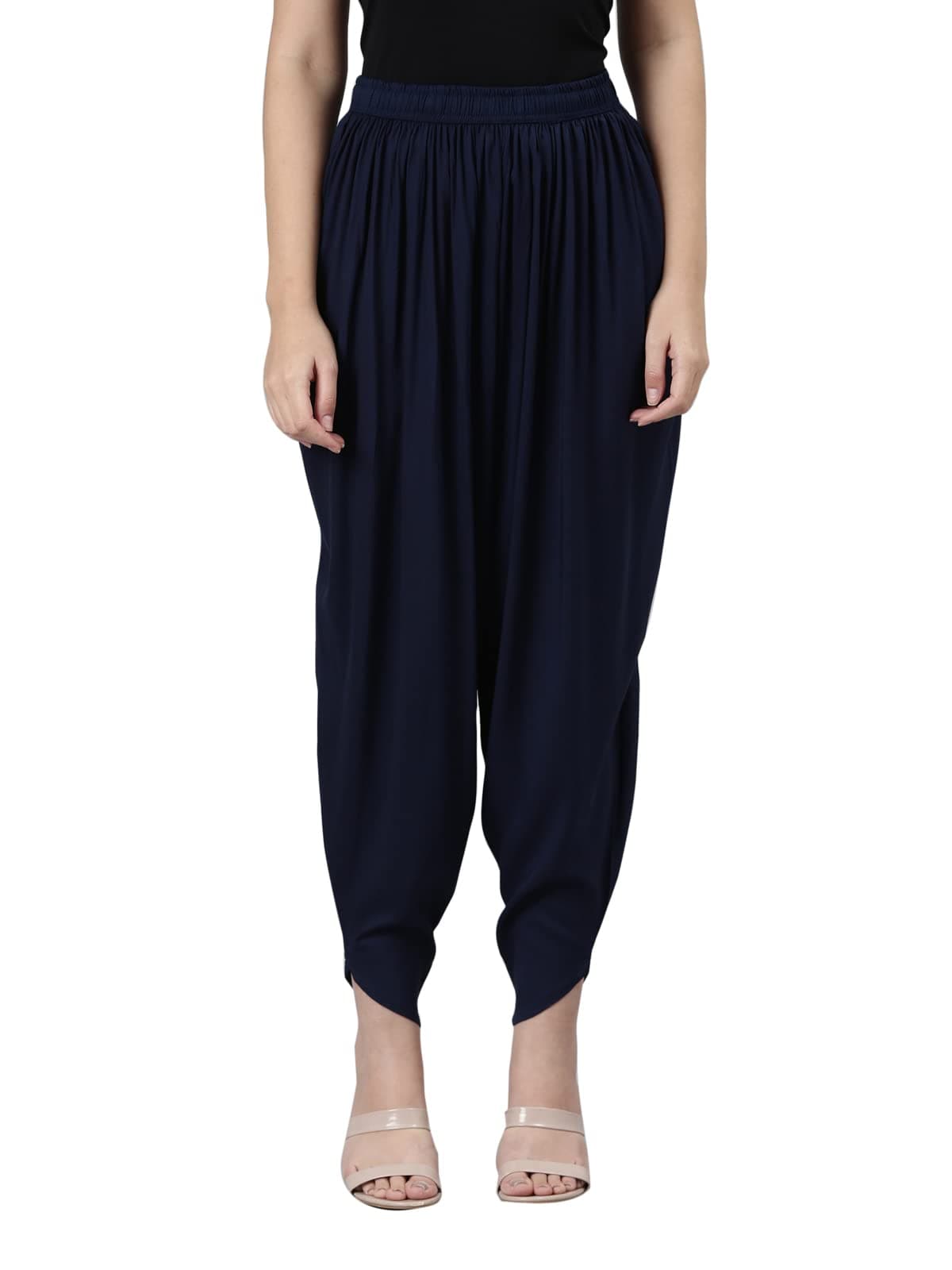 GoColors Women Solid Viscose Harem Dhoti Pants