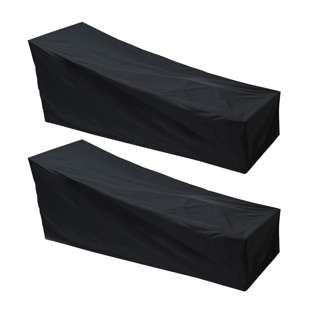 2 Pack Outdoor Sun lounger Deck Chair Cover Waterproof Dustproof Oxford Fabric Sunbed Cover Garden Patio Furniture Protector Cover Black 208x79x41/76cm