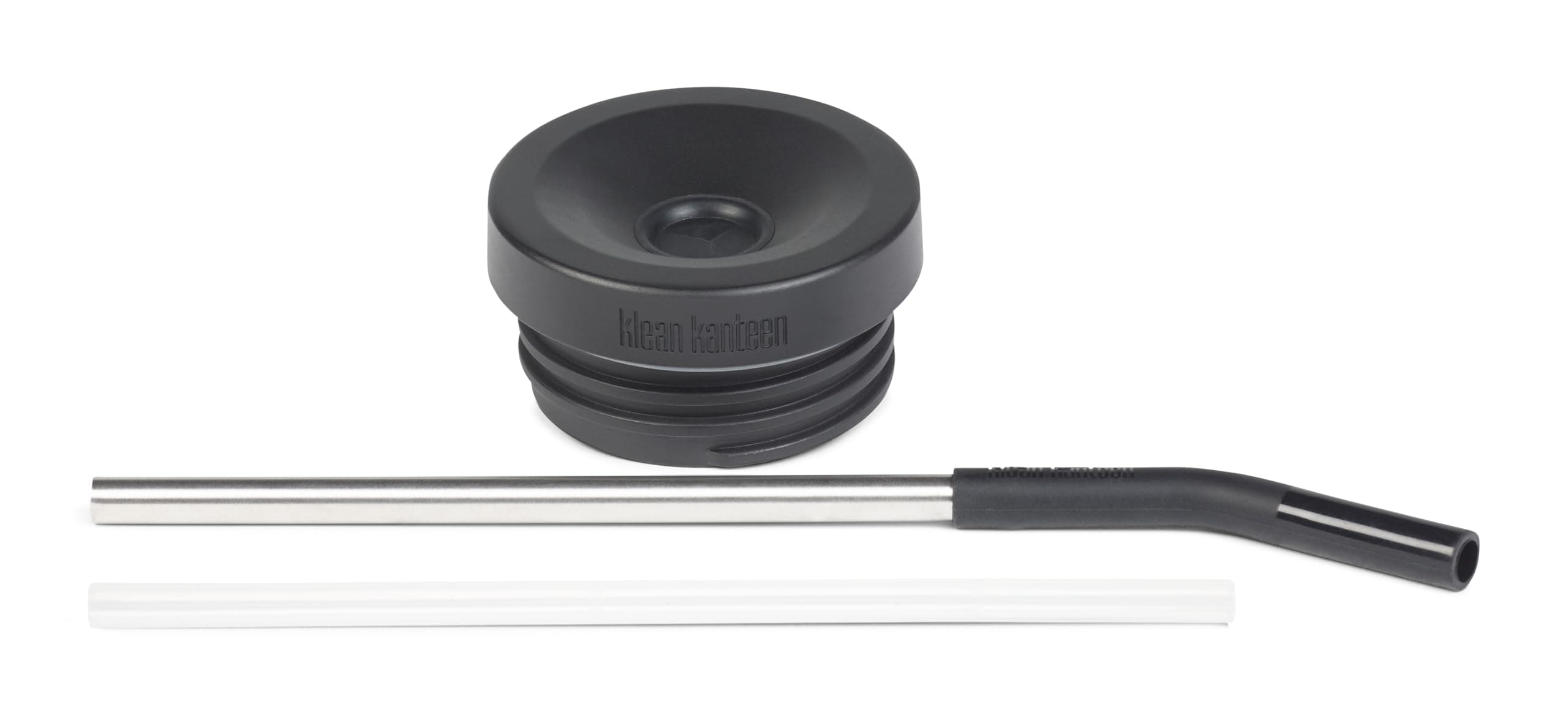 Klean KanteenTKWide Straw Cap - Lid for KWIde Insulated Bottles - Silicone & Stainless Steel Metal Straw - Dishwasher Safe - BPA Free - Black