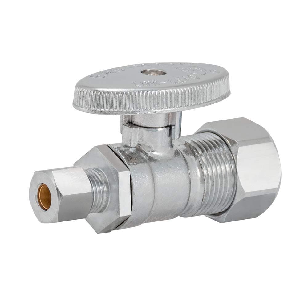 Eastman 10753LF Quarter-Turn Straight Stop Valve 5/8 inch OD Comp x 1/4 inch OD Comp, Chrome