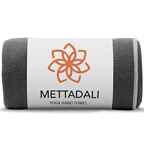 Mettadali Yoga Towel with Corner Pockets + Free Spray Bottle - Slip Resistant & Sweat Activated Gripping Microfiber - Super Soft, Absorbent & Fast Drying (Gray, 68" x 24")