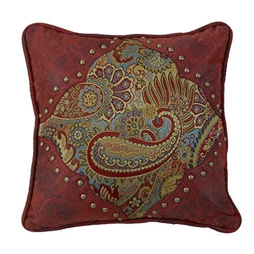 HiEnd Accents San Angelo Leather Western Pillow, Paisley