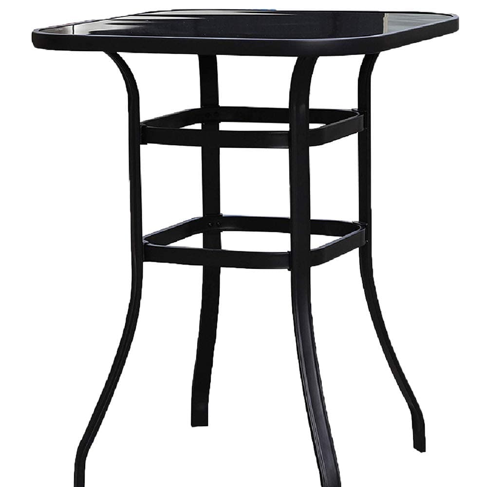 EMERIT Bar Height Patio Table Bistro High Top Patio Table Outdoor Bar Table Metal Frame Tempered Glass Table High Top…