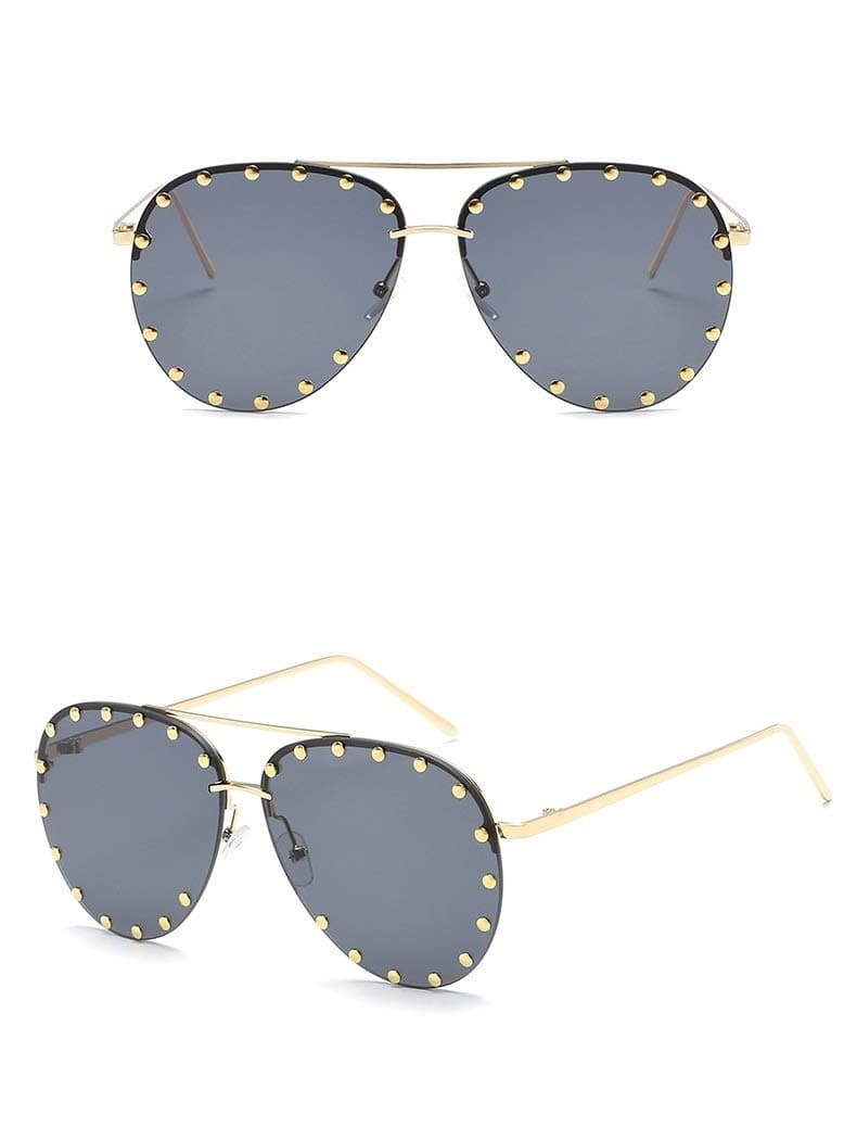Chezi Rimless Studded Aviator Sunglasses