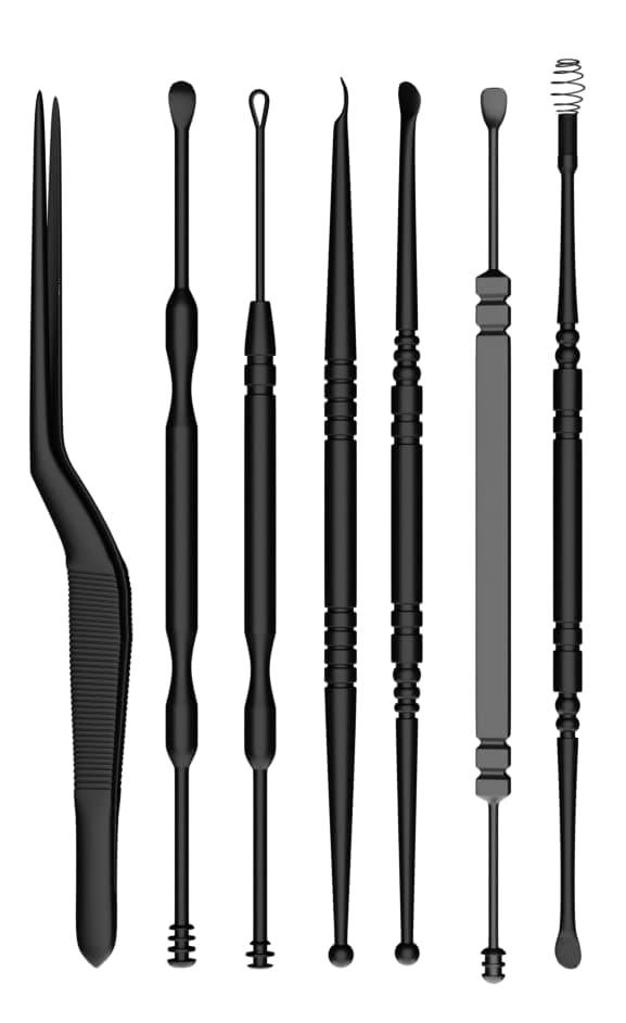 Beauté Secrets Luxury Ear Cleaner 7 Pcs Ear Wax Removal Kit Ear Pick Tools Curette Cleaner Reusable Ear Cleaner with Storage Box, (Black)