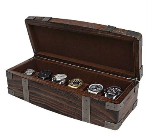 Relic Series Sanctum 6-Piece Bow Front Watch Box, Reclaimed Wood