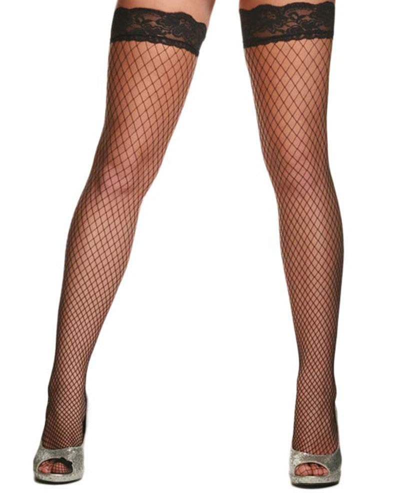 XAKALAKA Womens Fishnet Tights Plus Size Lace Thigh-High Stockings