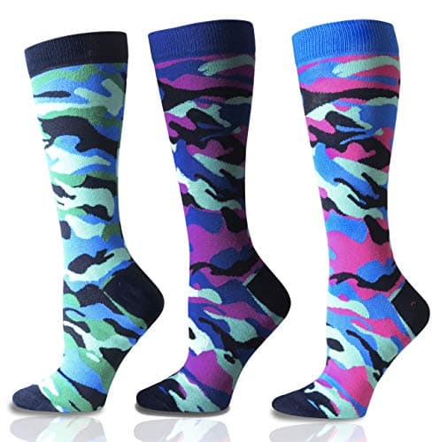 Men's Mid-calf Dress Socks in Comfortable Strechy Colorful Printed Premium Cotton, 3 Pairs Packed