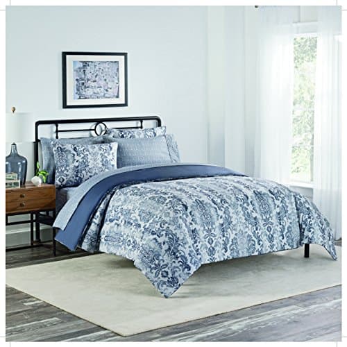 Simmons Emerson Bed in a Bag 7 Piece Comforter Set, King, Steel