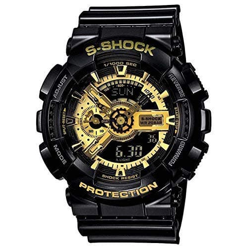 Shubh Impex S-Shock Analogue-Digital Men's & Boys' Watch (Gold & Black Dial Black Colored Strap)