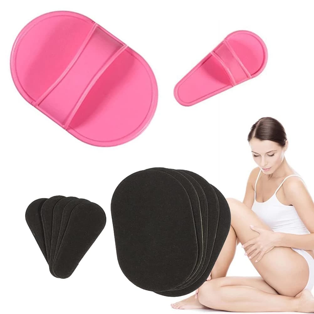 Smooth Away Facial Hair Remover Pads Exfoliation Kit for Women Girls, Smooth Legs and Facial Hair Removal Pads in 2 Sizes, Fine Black Sandpaper for Lips and Skin, Hair Removal and Exfoliation Kit