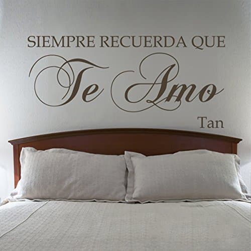Spanish Wall Decal Vinyl Love Wall Decal Love Saying Quotes Words Graphic Home Wall Decoration - Siempre Recuerda Que Te Amo Dark Brown