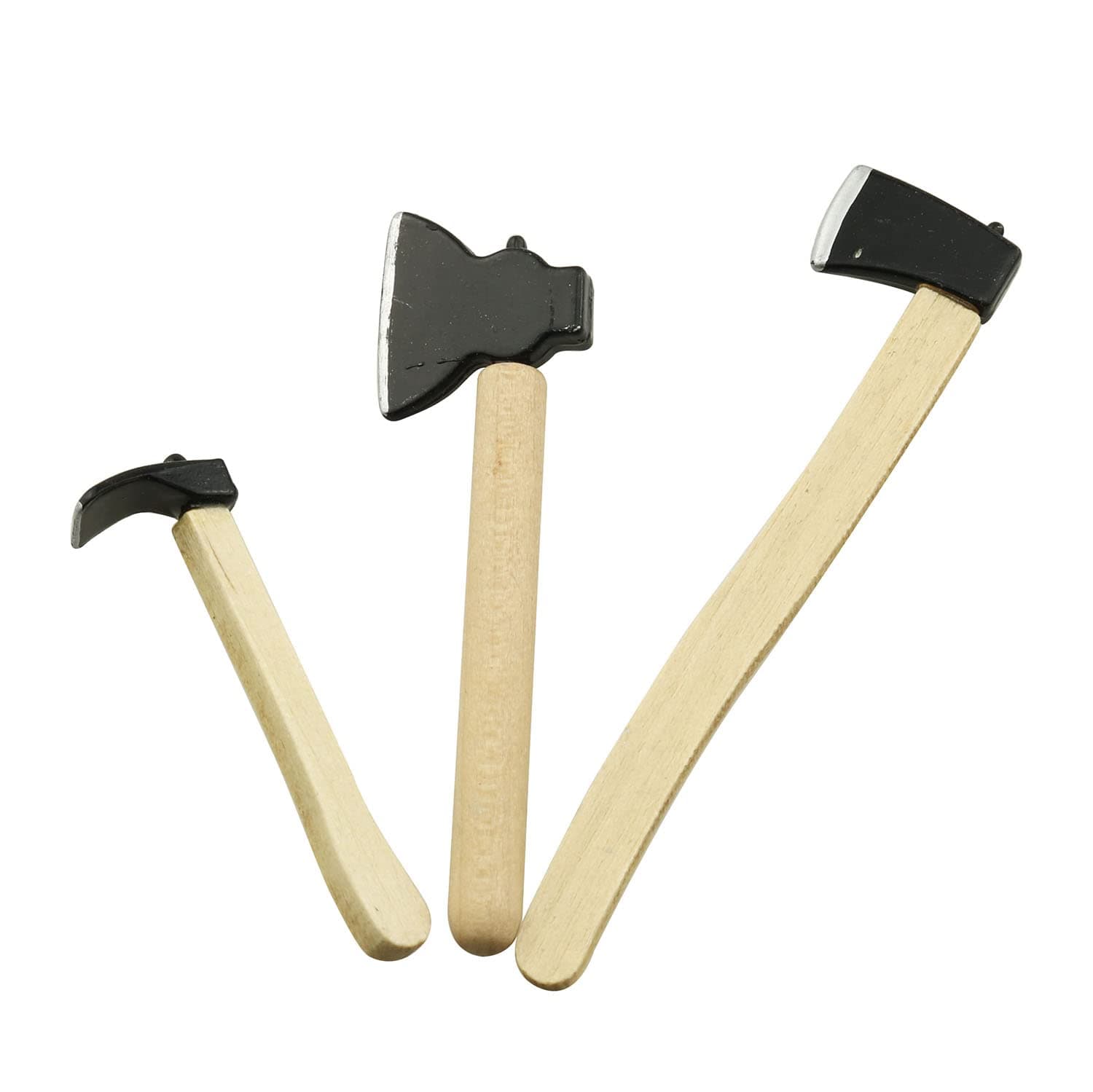 RLECS Mini Axe 3PCS Miniature Wooden Handle Metal Hatchet Prop Accessory for Dollhouse Fairy Garden Mini Chopper