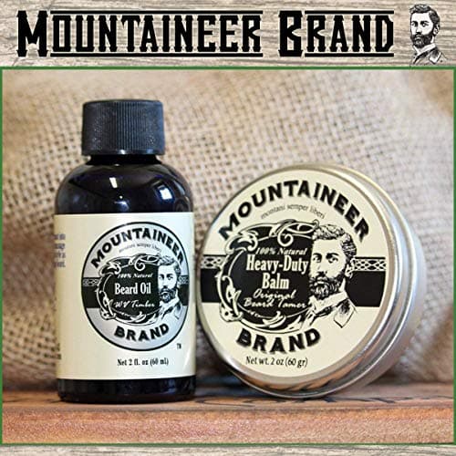 Heavy Duty Beard Balm 2oz (Original Scent) and Beard Oil 2oz (WV Timber) by Mountaineer Brand: The Ultimate Beard Conditioning Combo Pack