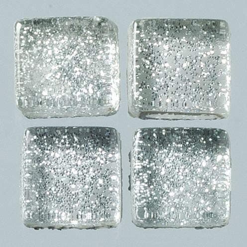 MosaixPro Glass Tiles Glitter 10 x 10 x 4 mm 200 g ~ 215 pcs. Silver