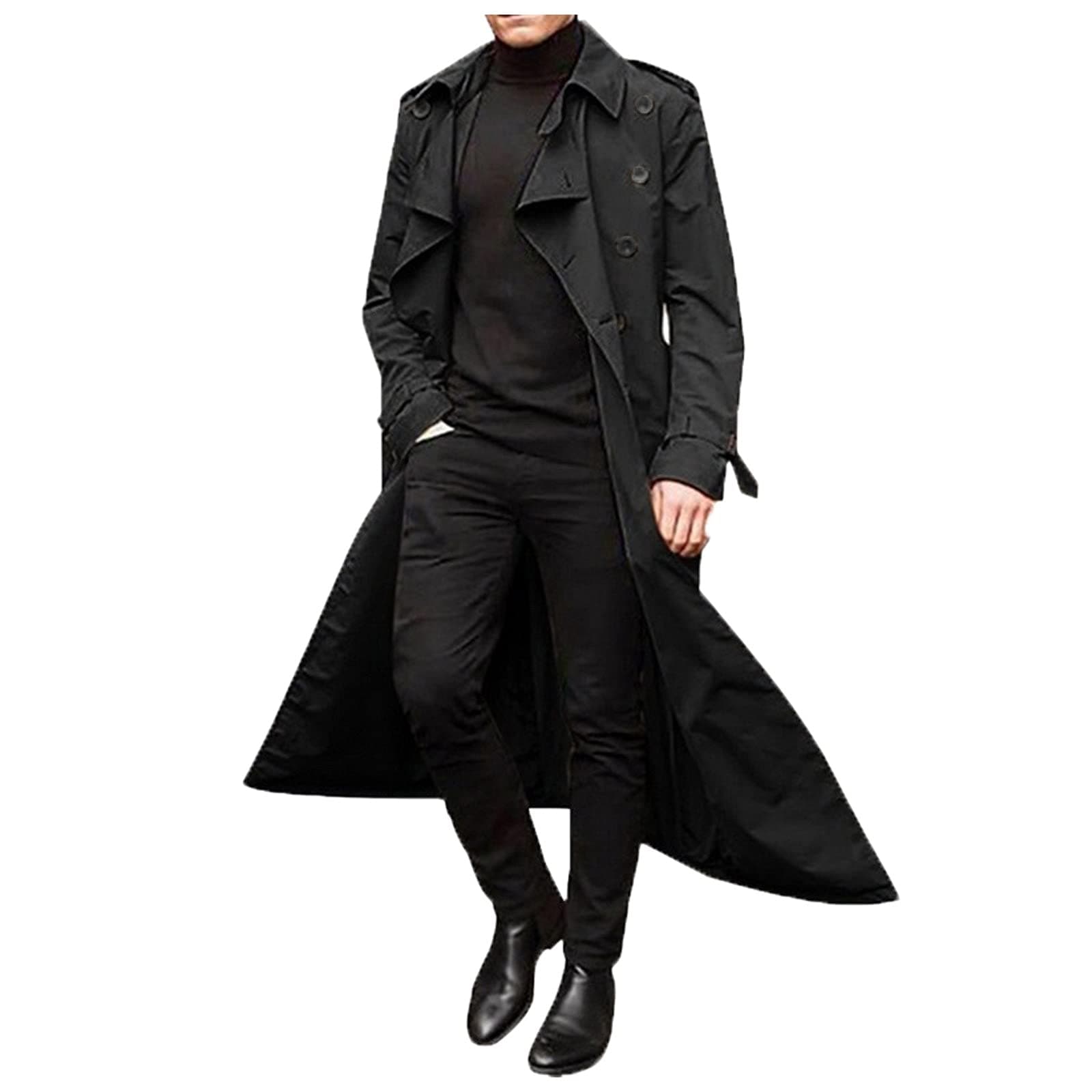 Men Trench Coat Winter Long Jacket Double Breasted Overcoat Men's Classic Wool Trench Overcoat Long Coat Jackets