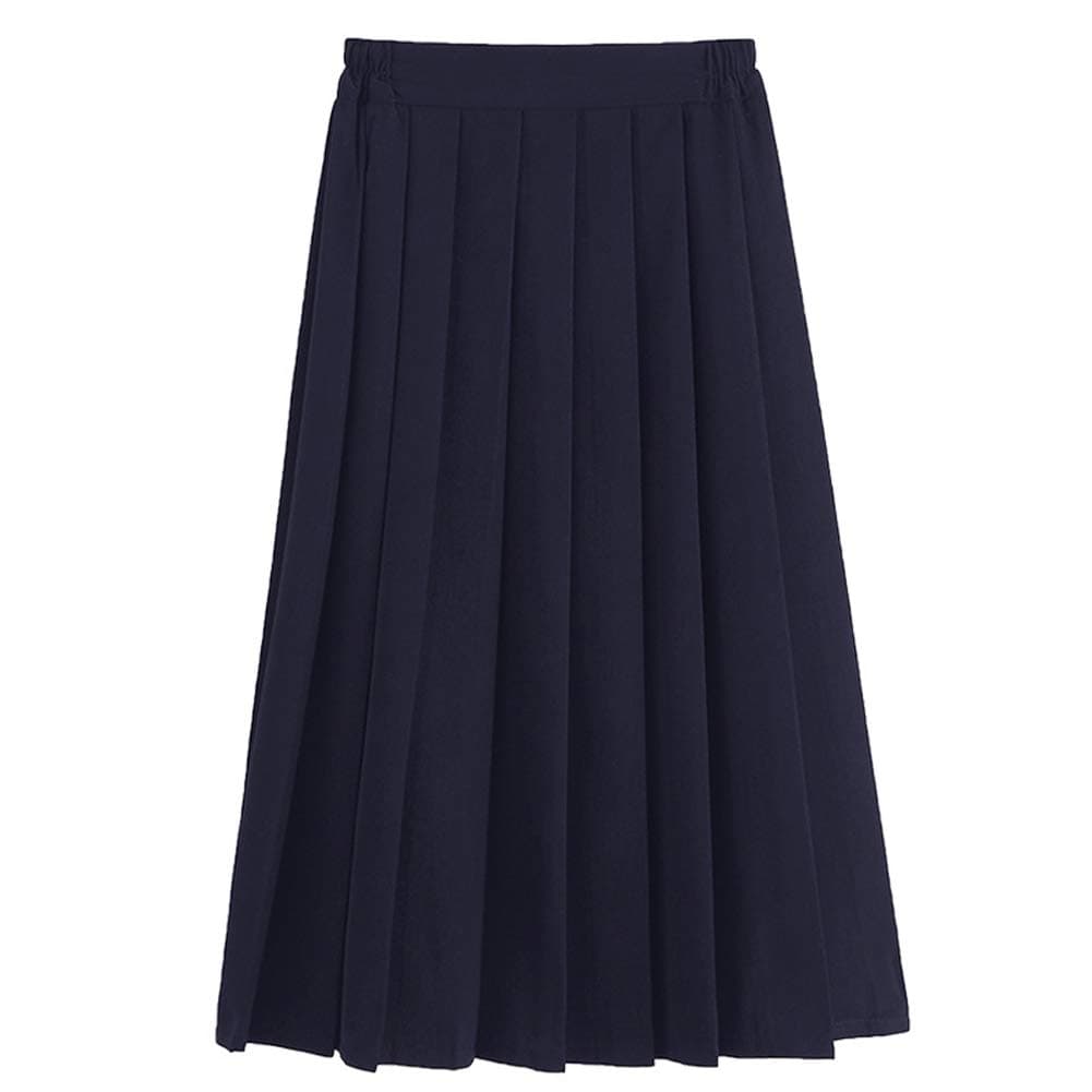 Women/Girls JK Uniform Skirt Elastic Waist Classic Pleated Skirt