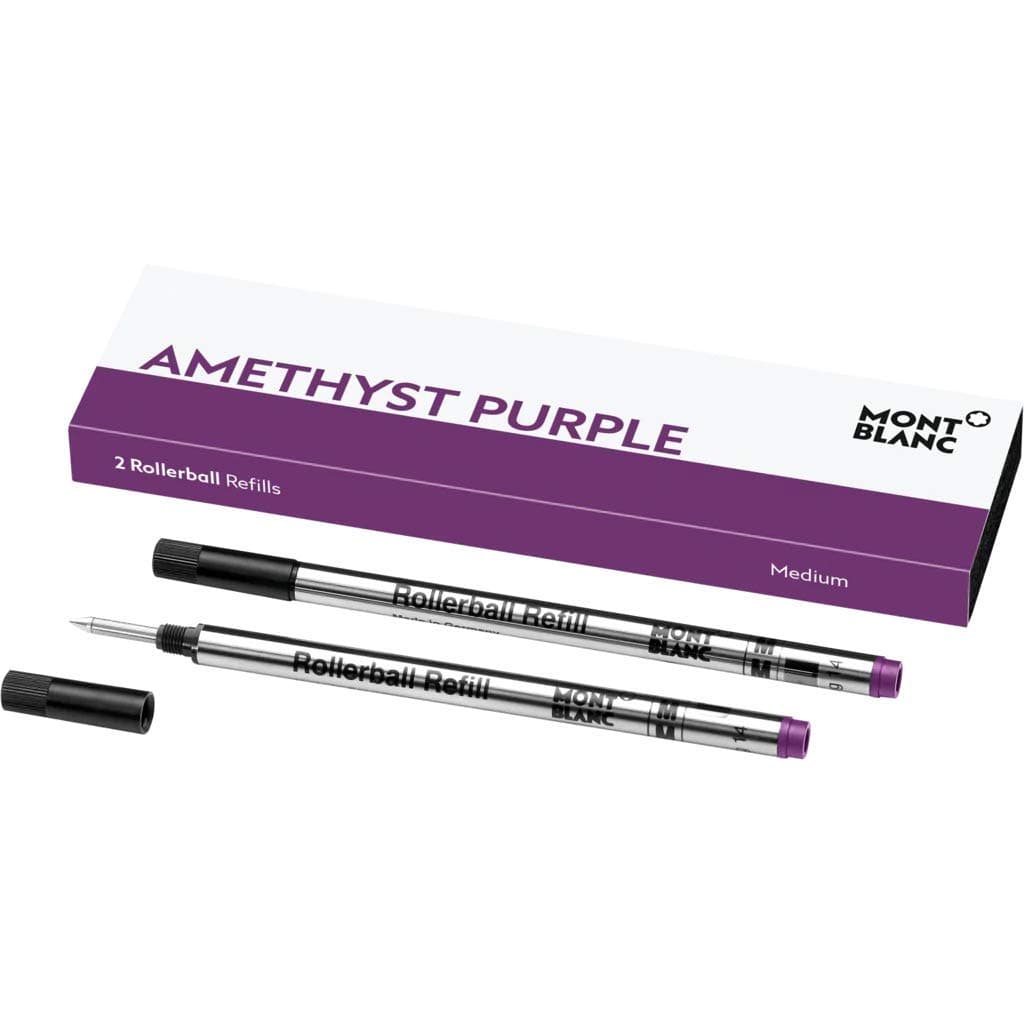 Montblanc Rollerball Refills (M) Amethyst Purple 106931 – Refill Cartridge with a Medium Nib for Rollerball Pens – 2 x Purple Pen Refills