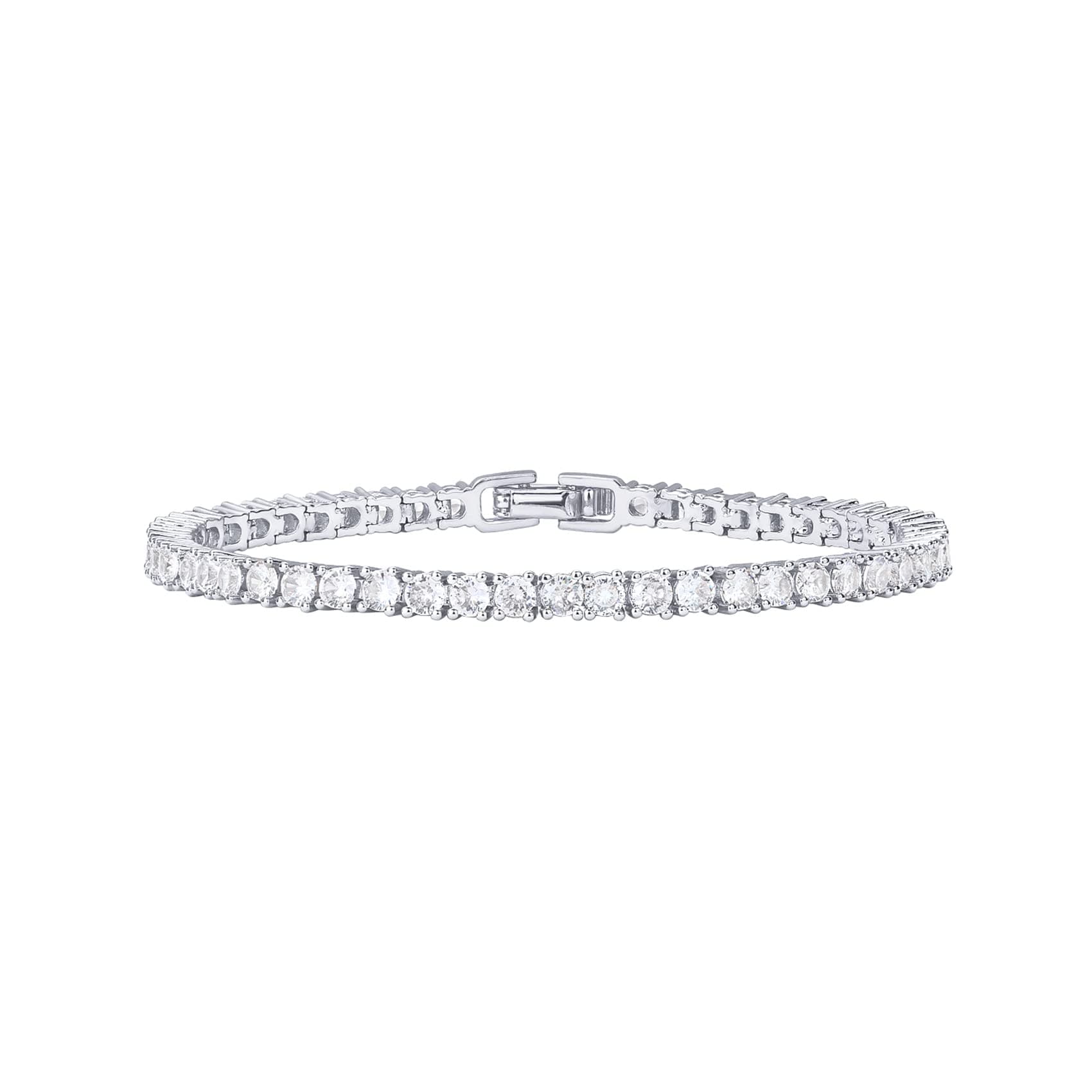 14K Gold Plated 3mm Cubic Zirconia Classic Tennis Bracelet | Gold Bracelets for Women | Size 6.5-7.5 Inch