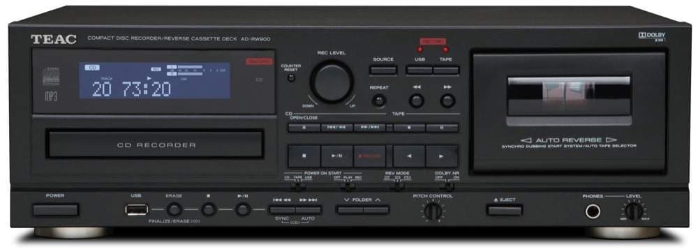 Teac AD-RW900-B CD Recorder and Auto Reverse Cassette Deck with USB