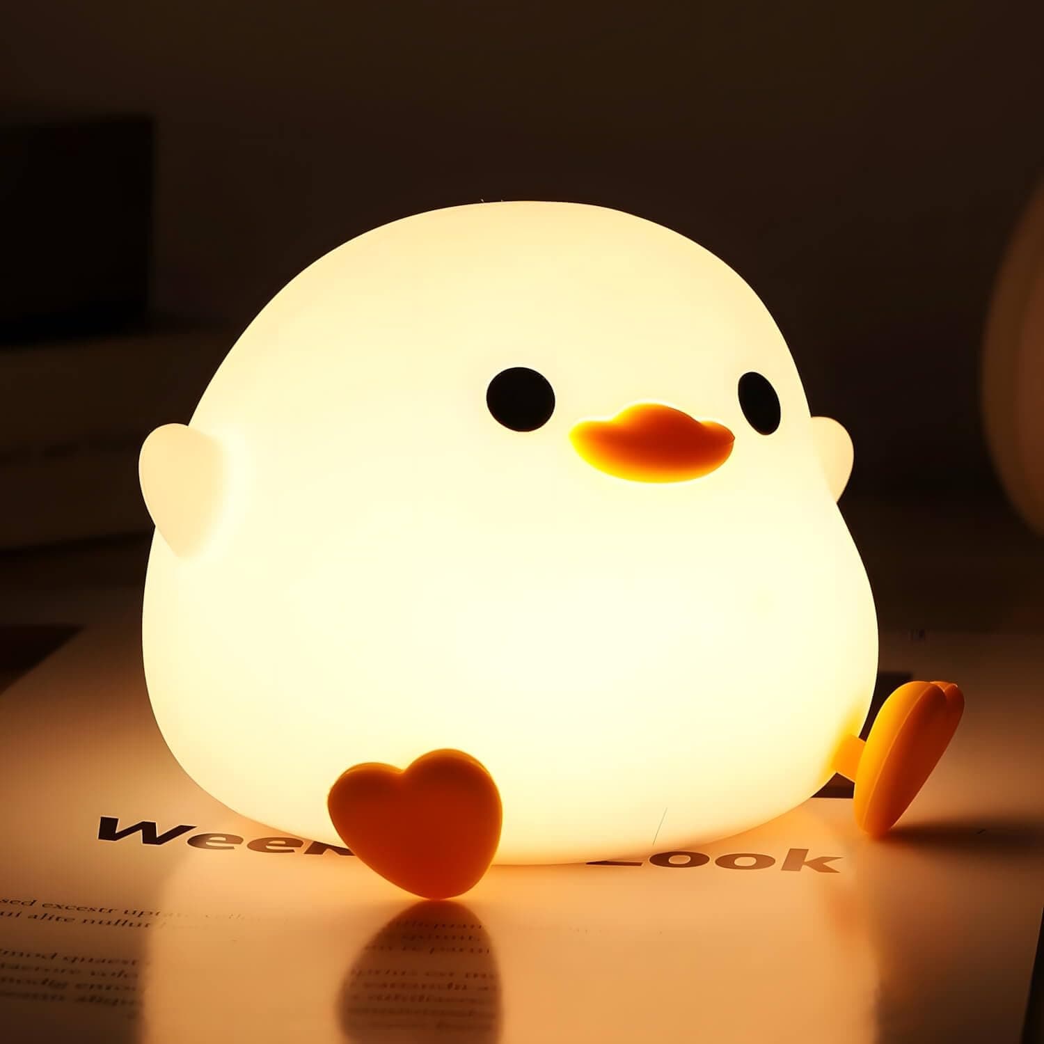 Dodo Duck Night Light,Cute Duck Lamp,Rechargeable Dimmable Nightlight,Silicone LED Bedside Lamp Nursery Nightlight with 20 Minutes Timer and Touch-Sensitive for Bedrooms,Multicolor