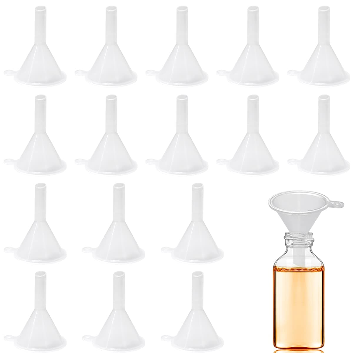 30 Pcs Small Mini Clear Plastic Funnels for Lab Bottles, Essential Oils, Perfumes, Spices, Sand Art, Powder