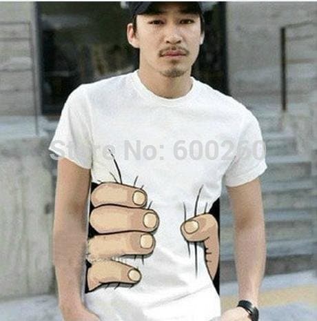 Shuxen£¨TM£ Summer Men's Clothing O-Neck Short Sleeve Men Shirts 3D Big Hand T Shirt Men Tshirts Tops Tees for Man