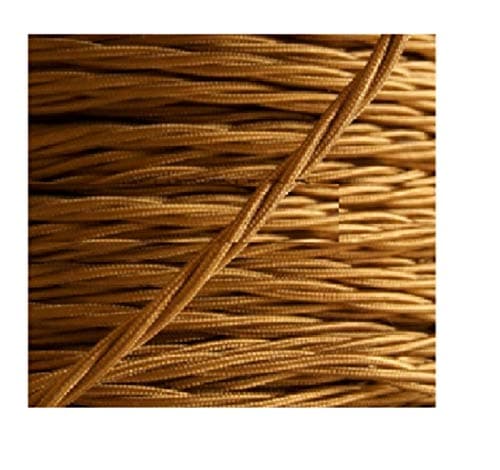 K M Electronics® Twisted Braided Antique Vintage Fabric Lighting Cable Wire 3 CORE 0.75MM Gold