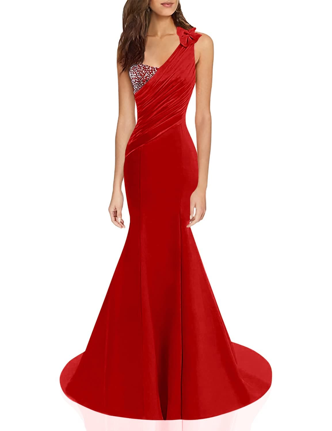 Lily Wedding Womens One Shoulder Satin Mermaid Prom Dress 2020 Evening Ball Gown