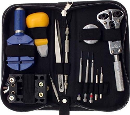 LANDUSA Watch Repair Tool Kit, 13-Piece (Black)