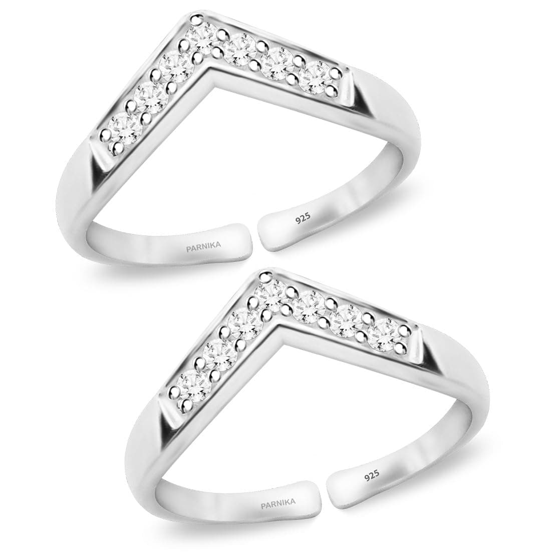 (Formerly Mj 925 Exotic Cz Silver Toe Rings (Leg Finger Rings) In Pure 92.5 Sterling Silver For Women | Chandi Bichiya | With Certificate Of Authenticity
